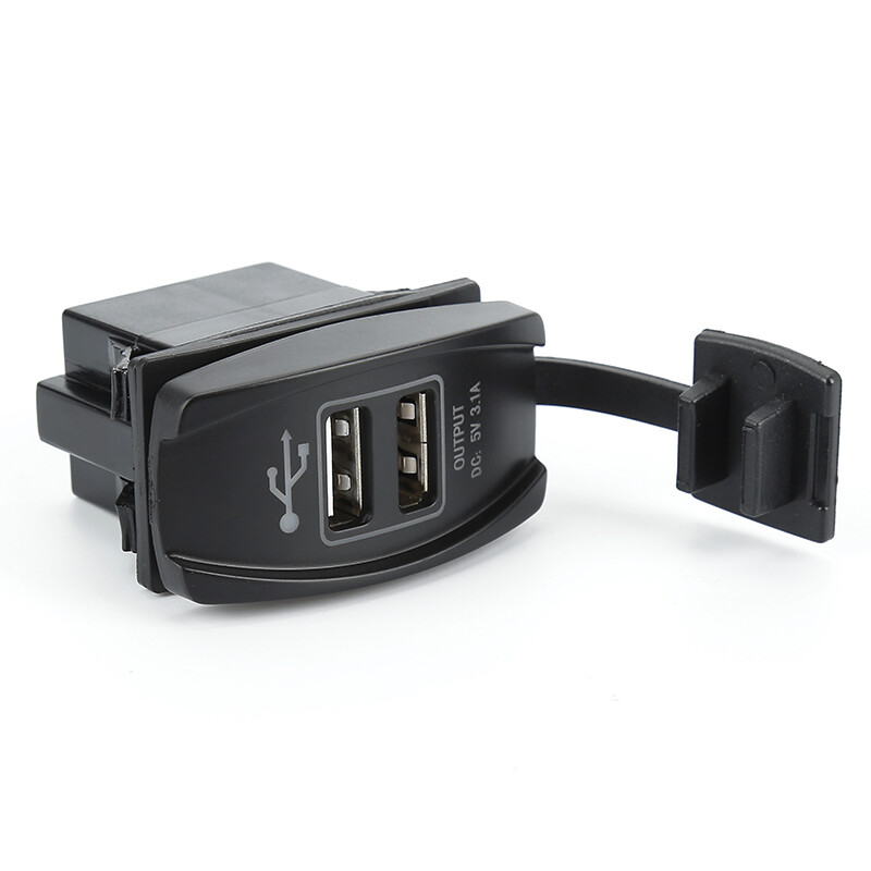 Dual USB Ports Car Phone Charger Socket Power Outlet Blue LED Adapter For Truck