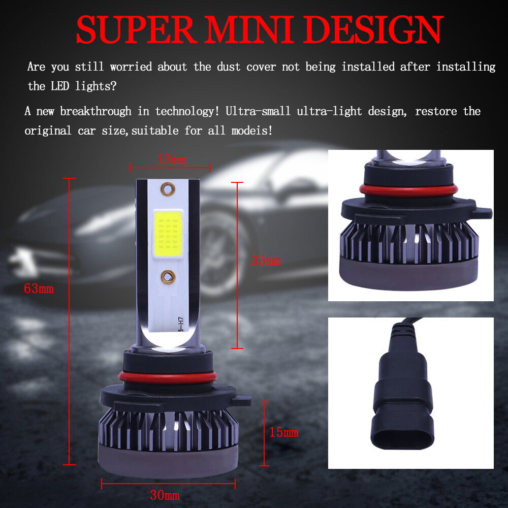 Cool White 6000K LED Headlight Kit 9005 9006 Bulbs High + Low Beam Combo Lamp
