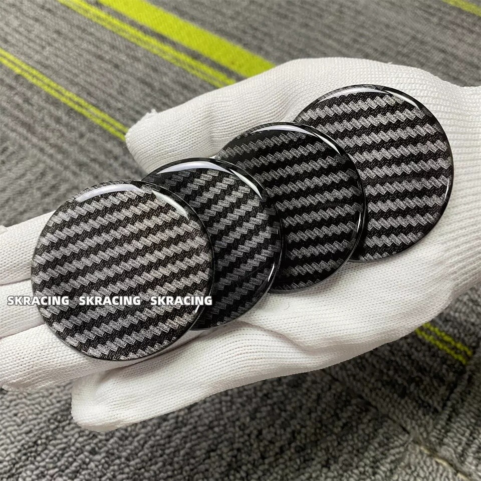 4Pcs 50.0mm ABS Carbon Fiber Look Pattern Wheel Center Hub Cap Sticker Decals