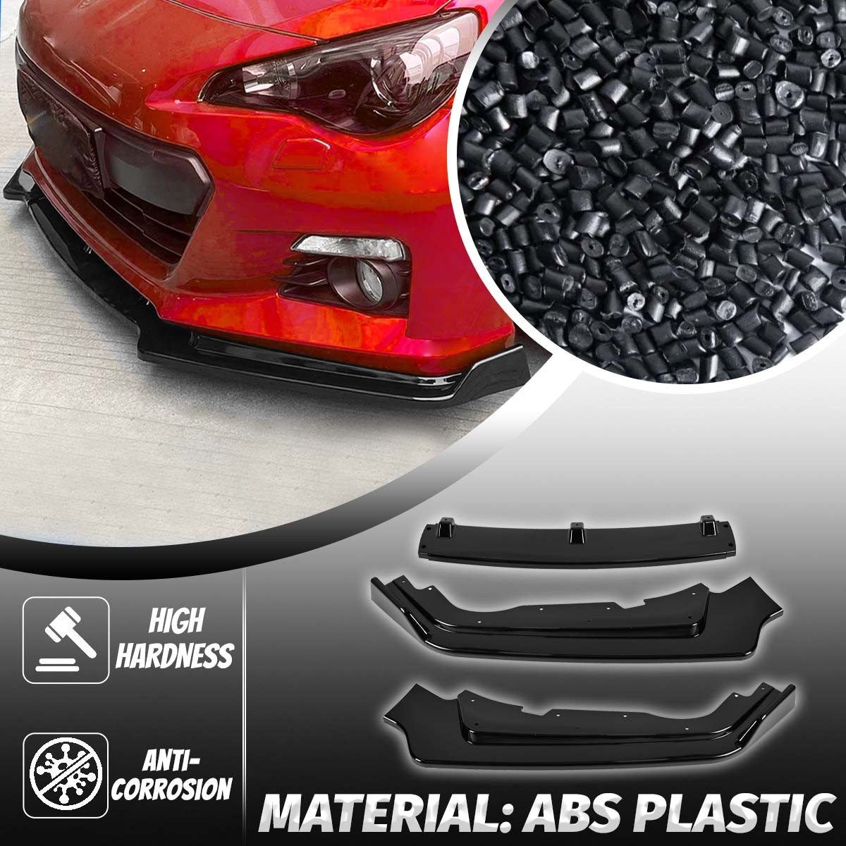 Front Bumper Splitter Lip Spoiler Fit For Subaru BRZ 2013-2016 Glossy Black ABS
