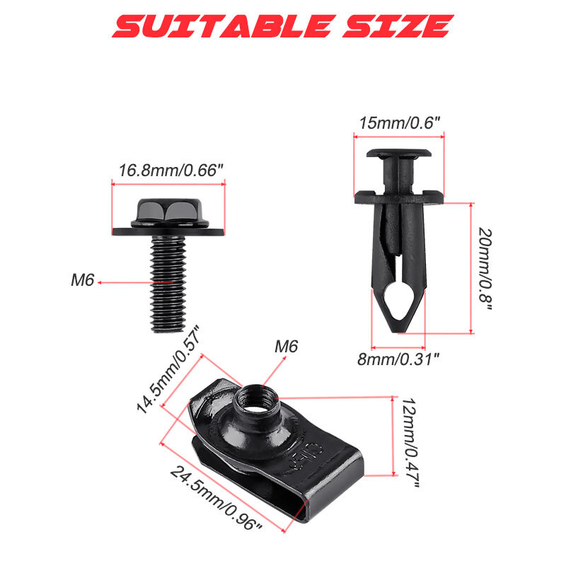 28X Car Engine Splash Shield Bumper Hardware Kit Body Bolt Screw nut Clips Rivet