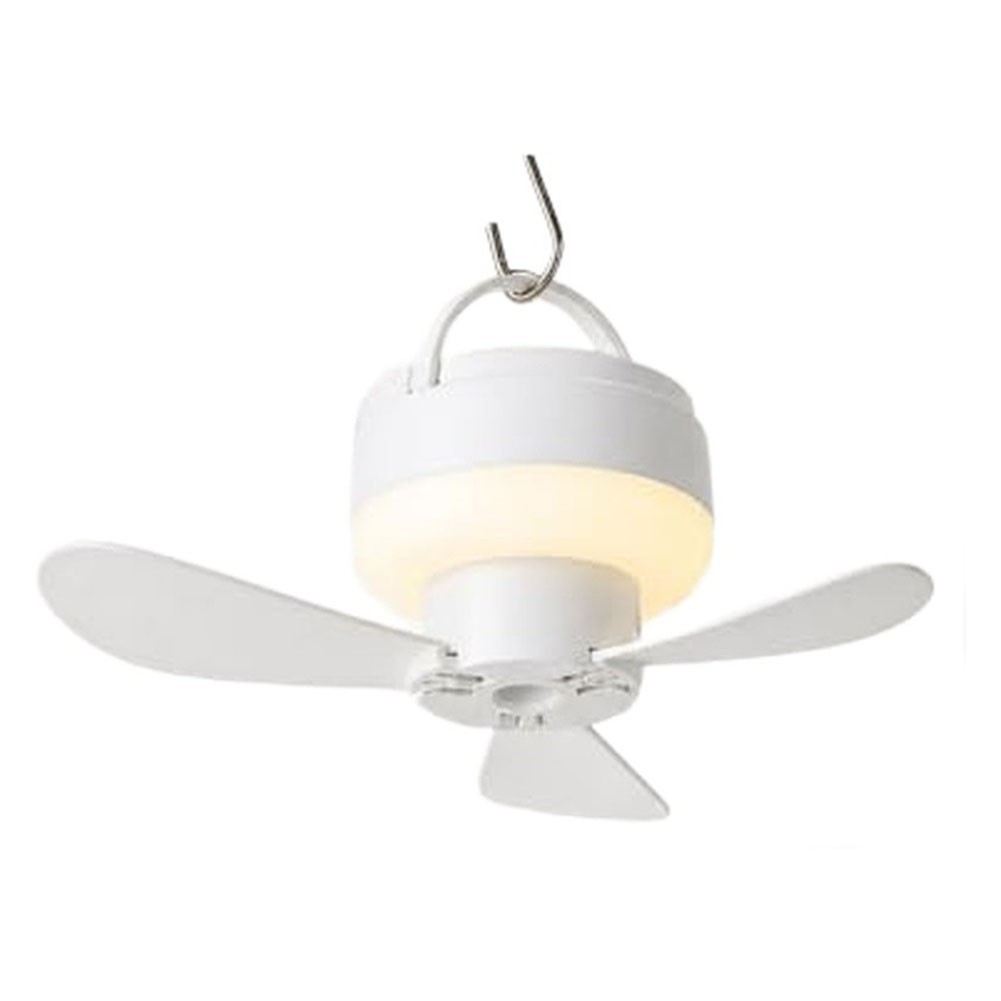 Lightweight Camping Ceiling Fan with LED Light USB Rechargeable for RV Tent