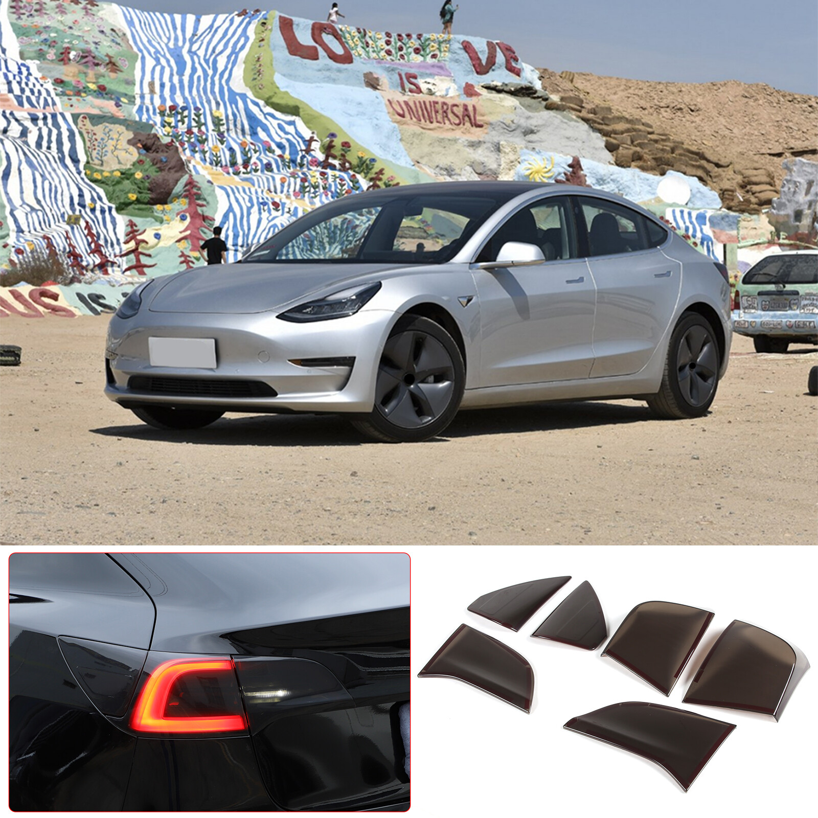 For 2016-2023 Tesla Model 3 Y Full Tail Light Lamp Rear Reflector SMOKE Cover