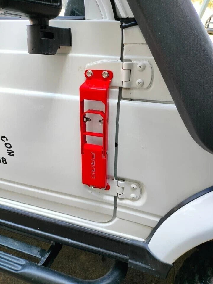 Suzuki Samurai Sierra Door Hinge Step Foot Peg Metal Foldable 2 Set Red & Black