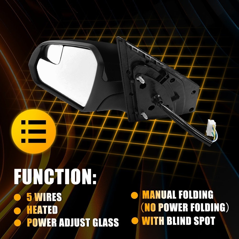 Driver Left Side Heated Power Door Mirror For 2015-2019 Hyundai Sonata 1-5SET