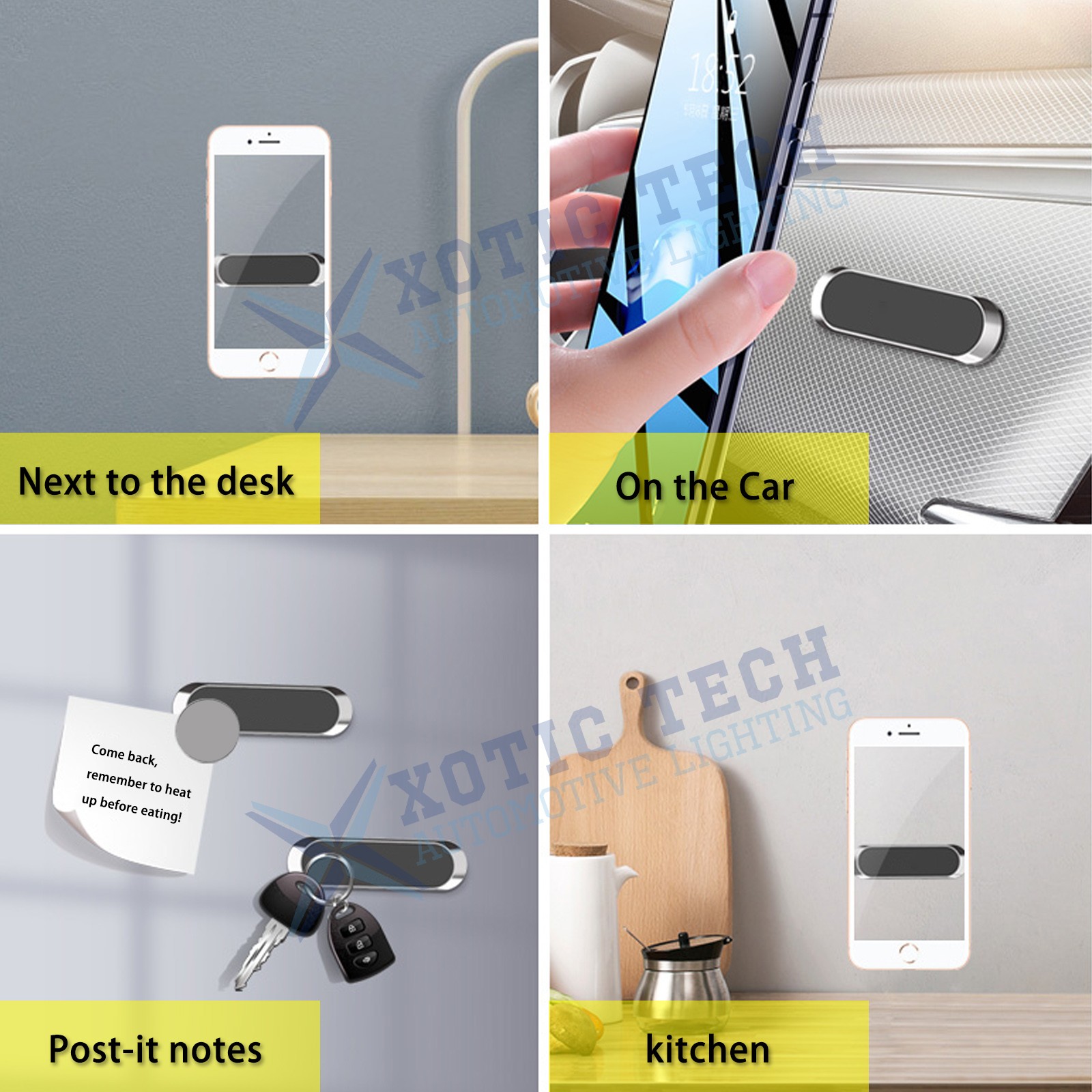 Silver Magnetic Car Phone Holder Stand Car Dashboard 360 Rotation For Honda Ford