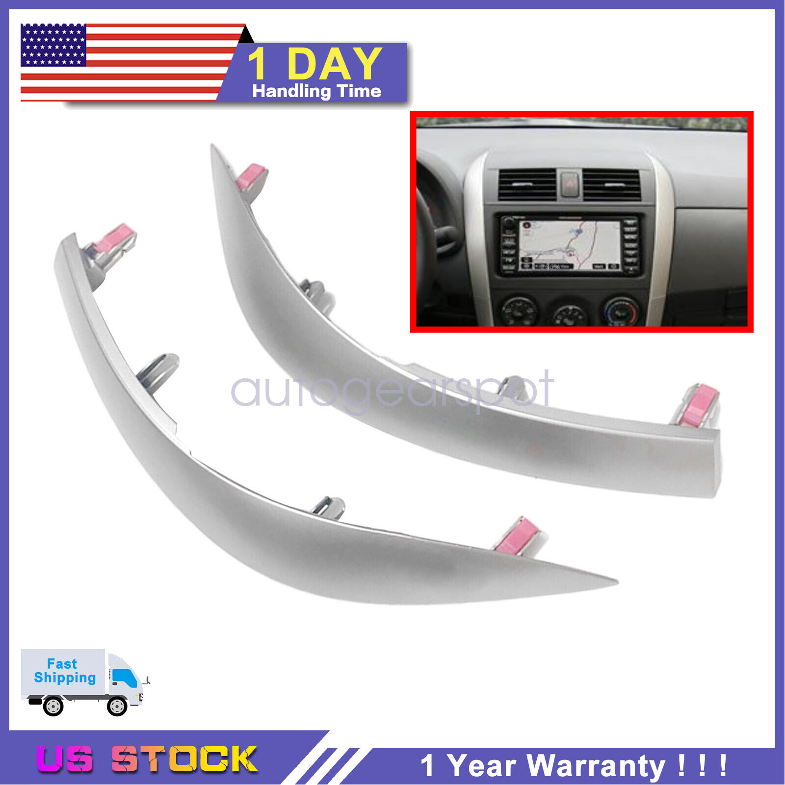 Car Center Dash A/C Outlet Air Vent Panel Trim Strip Fit Toyota Corolla 2009-13