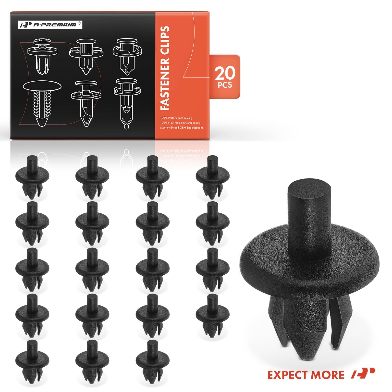 A-Premium 20Pcs 8mm Nylon Bumper Retainer Clips Push-Type for Benz Volvo Opel