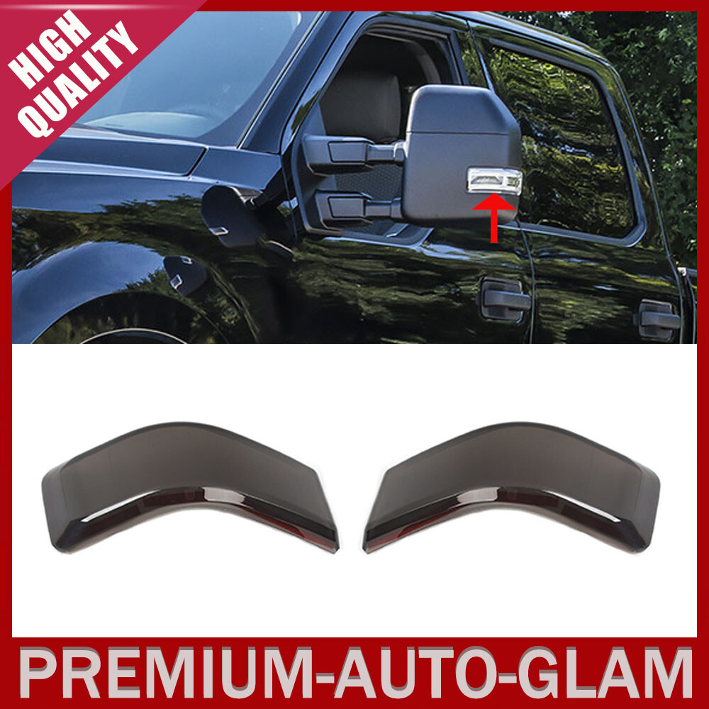 Pair Smoked Black Mirror Turn Signal Light Cover Trim For Ford F250-550 2017-23