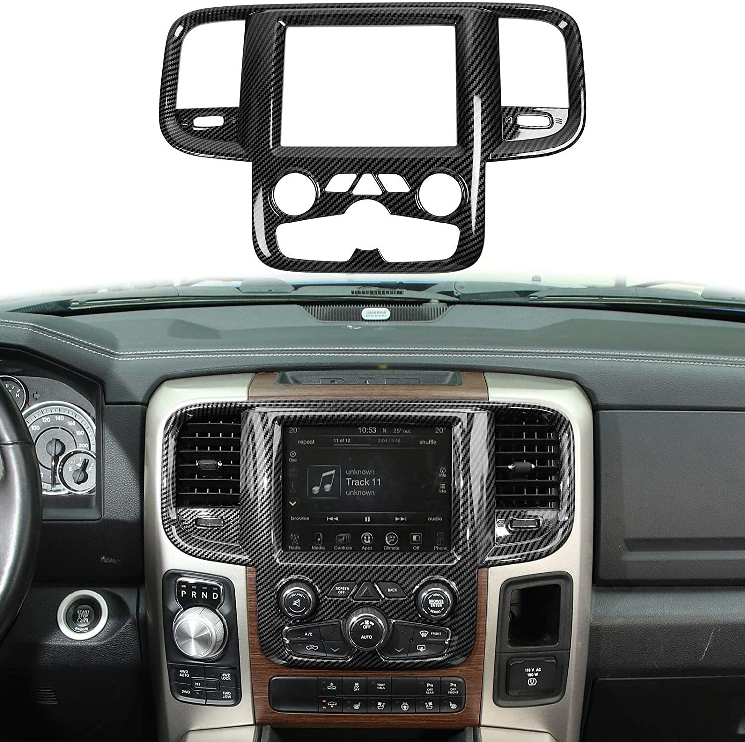 Central control GPS Navigation Screen Panel Trim for Dodge RAM 2011-2017 Carbon
