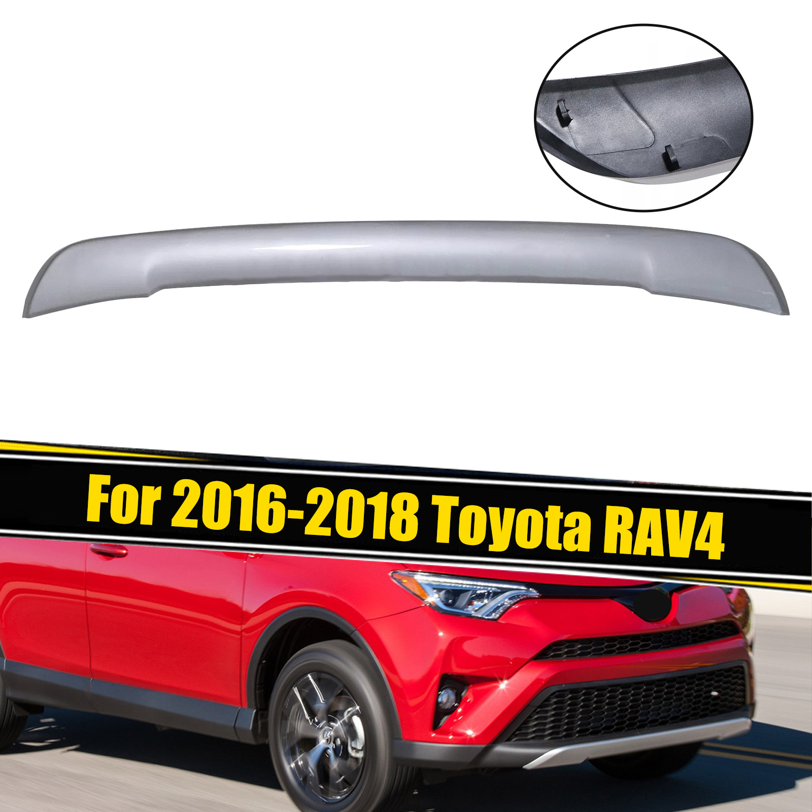 Fit 2016-2018 Toyota RAV4 Front Bumper Spoiler Sliver Bar Molding Pad TO1094103