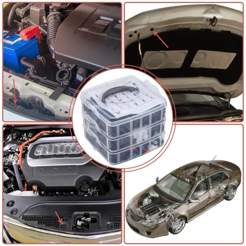 970PCS Car Push Retainer Clips Auto Fastener Trim Clips Bumper Fender Rivets Kit