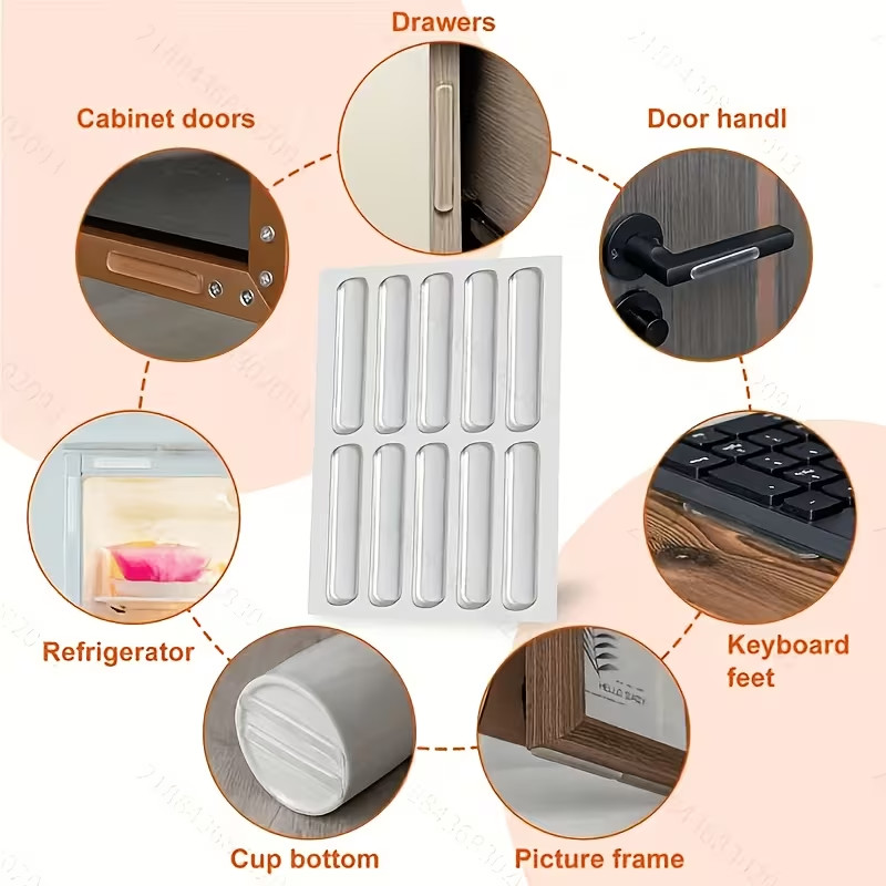 10 Pcs Transparent Silicone Buffer Strip Self-Adhesive Car Door Edge Guard