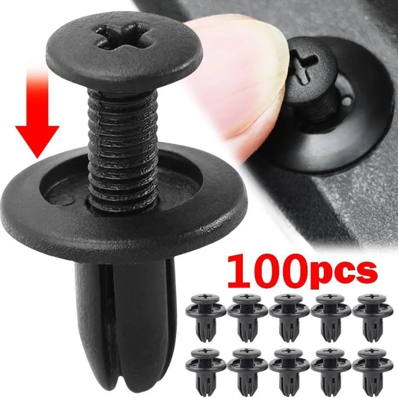 100-Pack Car Trunk Screw Rivets – Bumper & Fender Plastic Fastener Clips