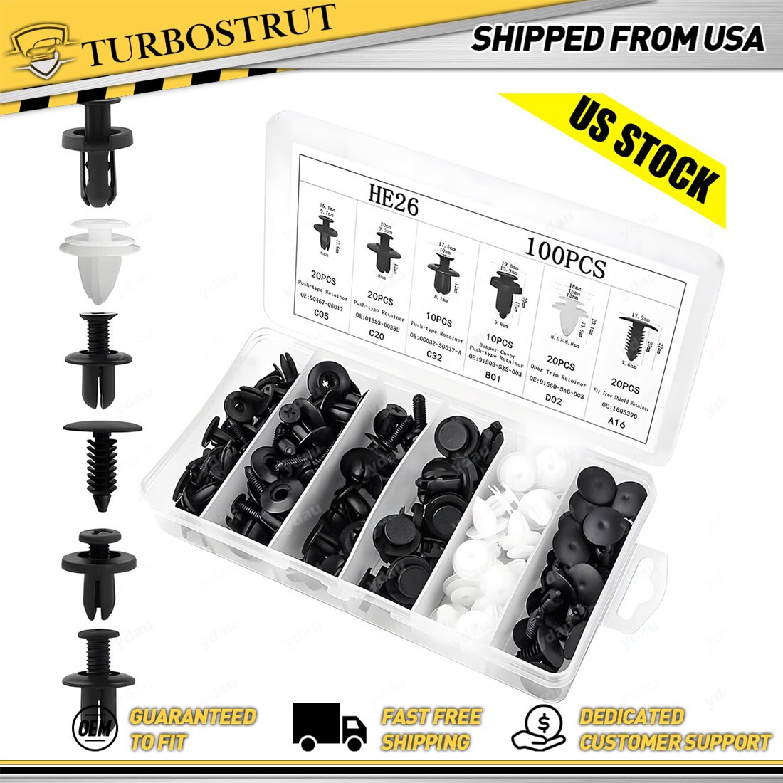 Car Parts Body Bumper Rivet Retainer Trim Molding Clip Assortments Push Pin Kit