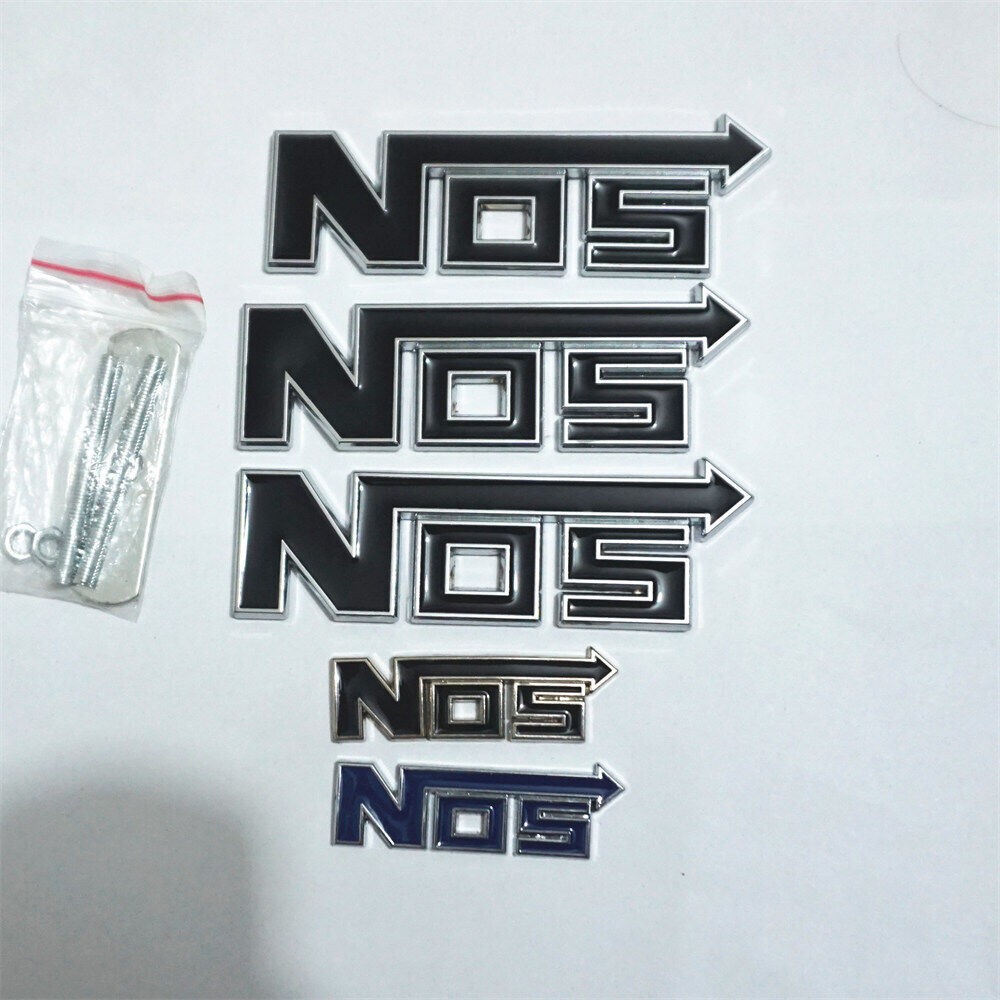 Black NOS Silver Metal 1x Big Grille Emblem + 2x Sticker + 2x Small Decal Badge