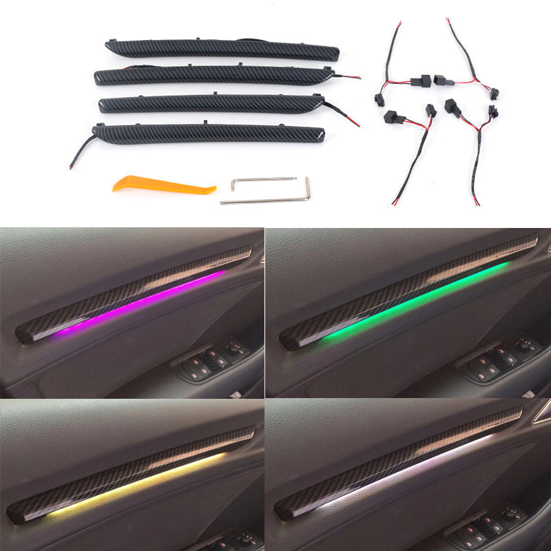 For Audi A3 S3 8V 2014-2019 car door LED Lampshade Decoration Carbon Fiber Color