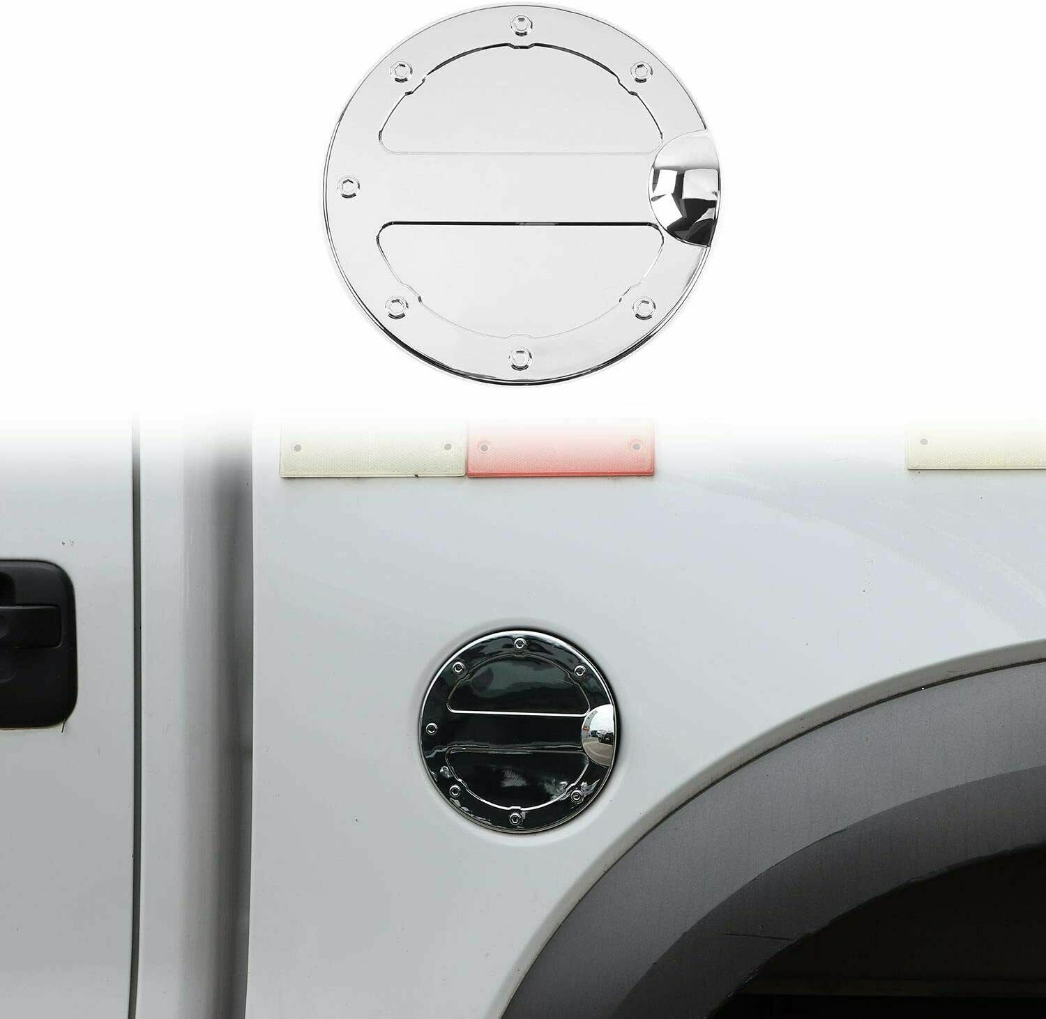 For F150 Gas Tank Cap Fuel Filler Door Cover for 2009-2014 Ford F150 ABS Chrome