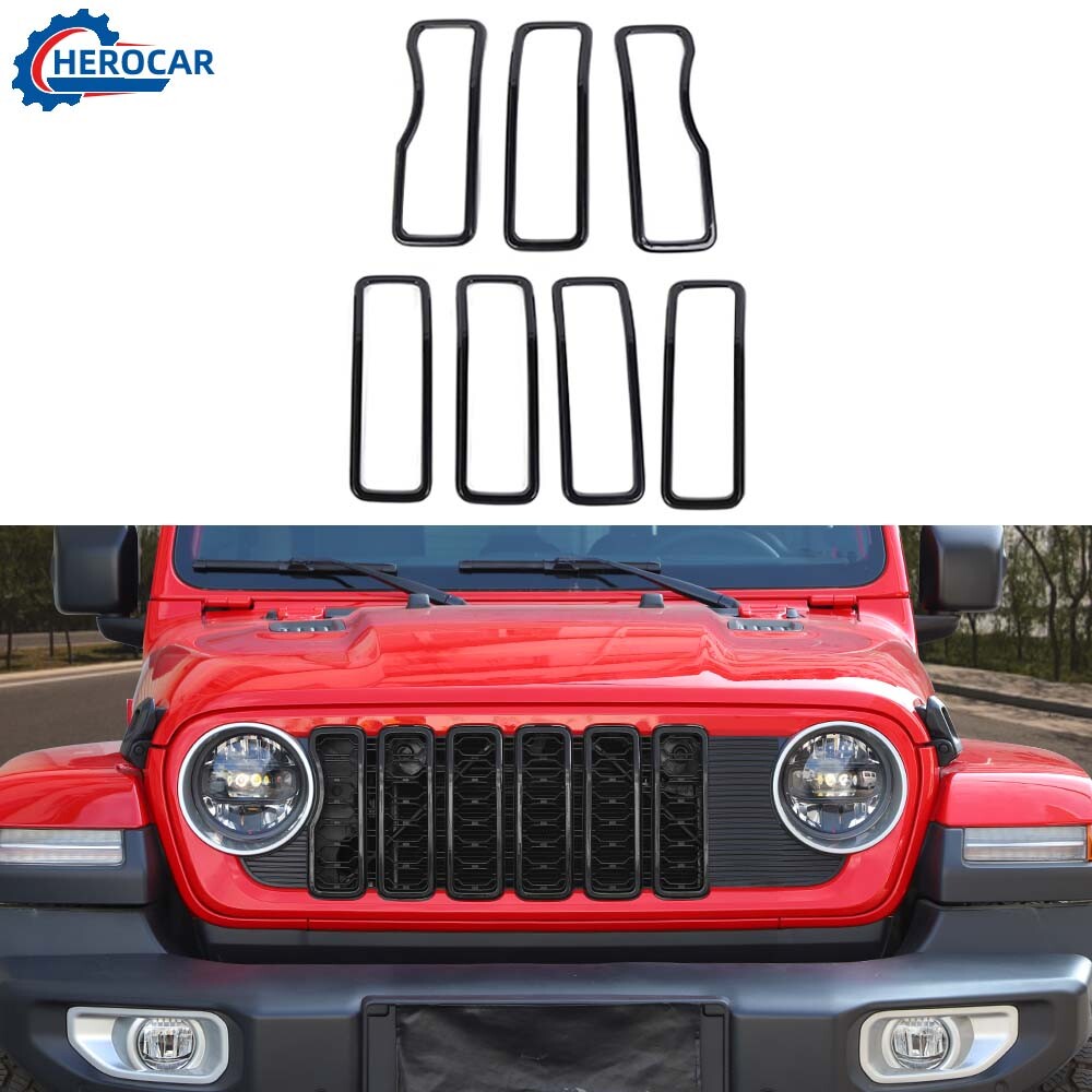 ⭕Headlight Grille Insert Cover Trim Overlay Kit for 2024-26 Jeep Wrangler JL JLU
