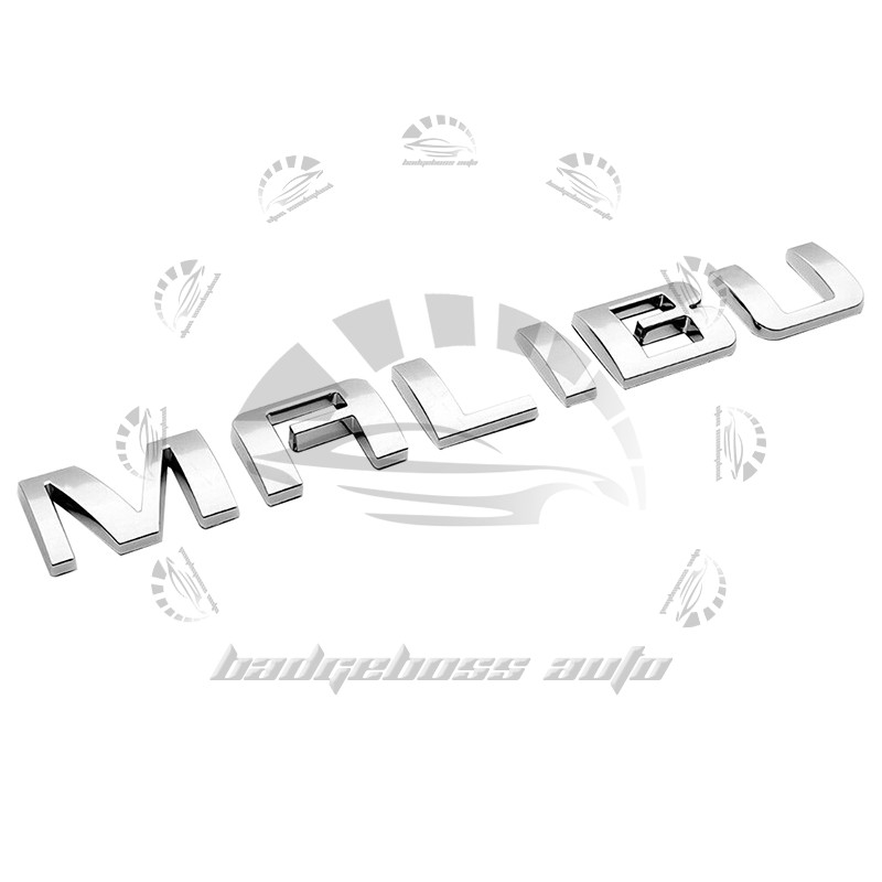 Door Side Emblem For Malibu Letter Adhesive Nameplate Badge Gloss Chrome