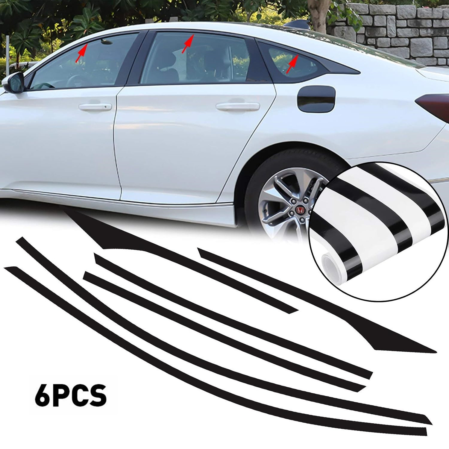 6pcs Glossy Black For 2018-2022 Honda Accord Chrome Delete Blackout Window Trims