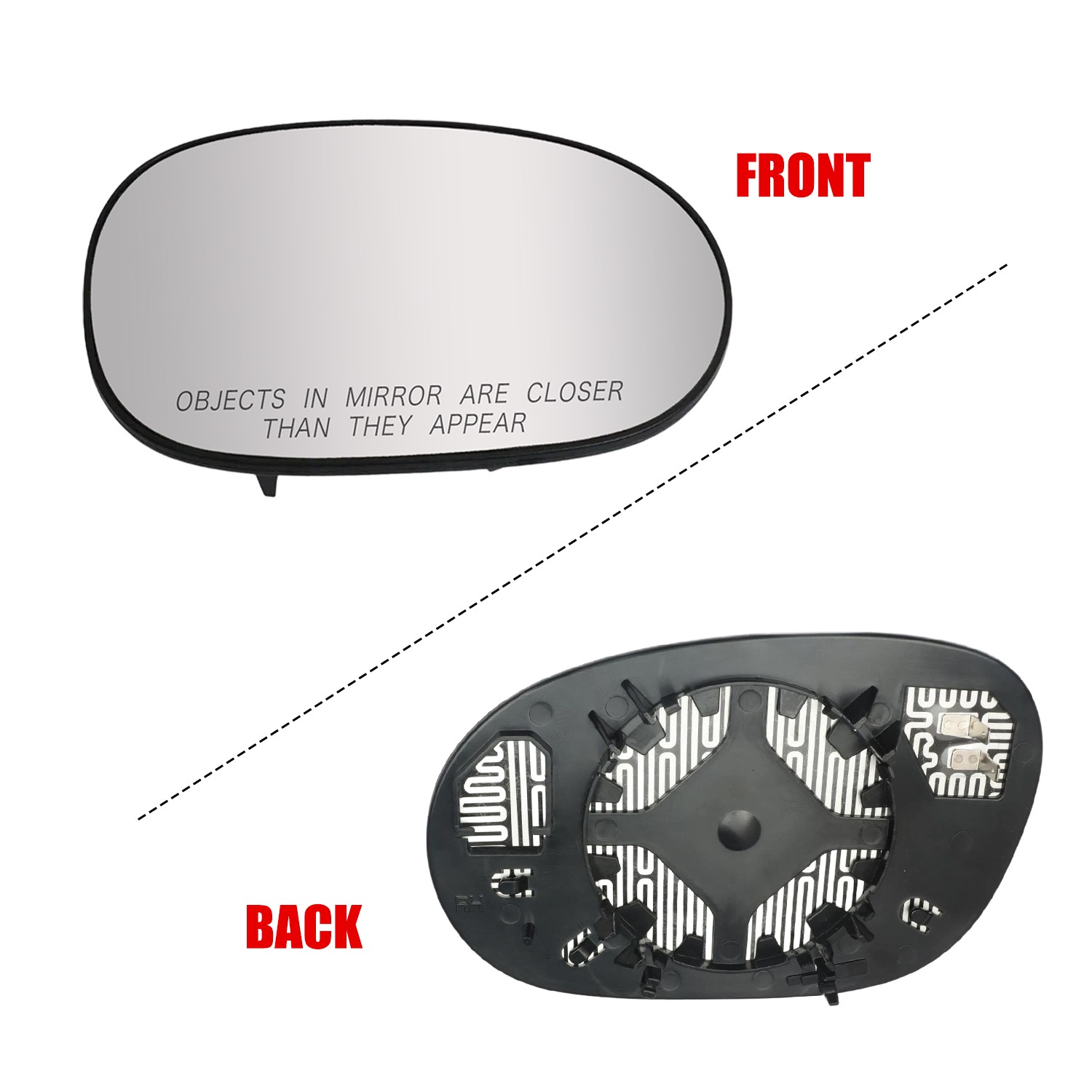Passenger Side Heated Mirror Glass for Dodge Challenger 2008-2020 68048446AA