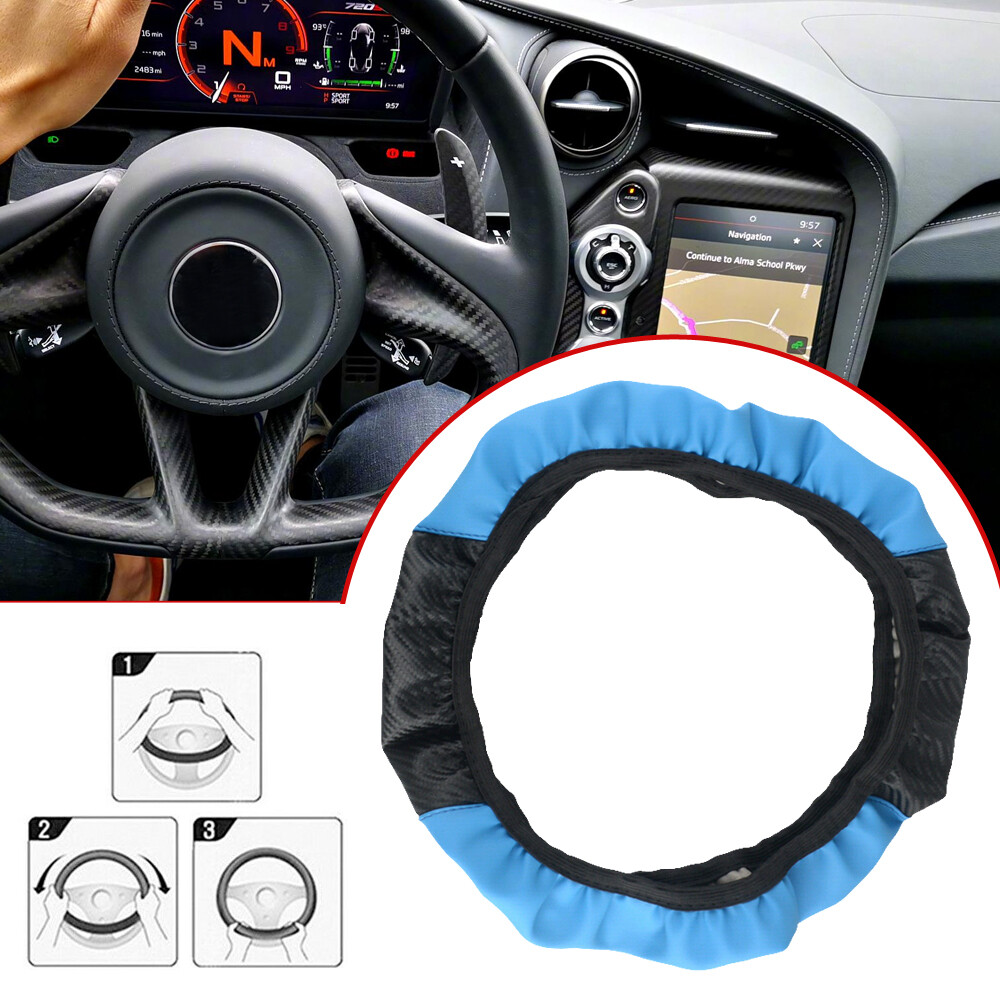 Car Microfiber Leather Steering Wheel Cover For 15”/38cm Universal Accessories