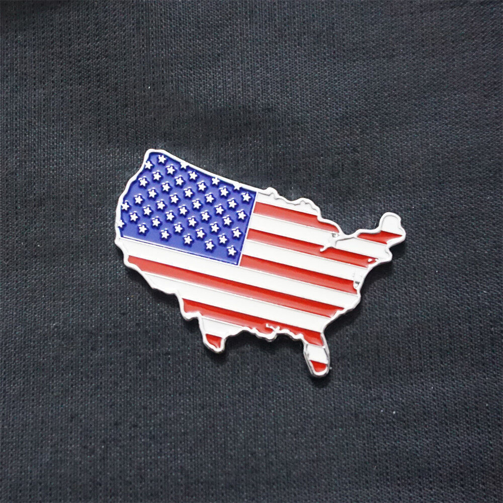 1x USA Map Flag Glossy Metal Badge Decal Sticker Emblem United States 3D America
