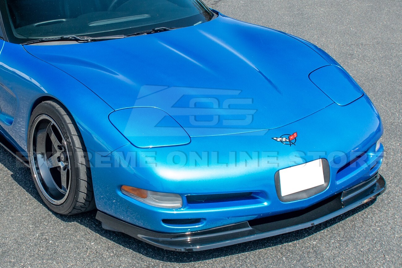 For 97-04 Corvette C5 ZR1 GLOSSY BLACK Front Vented Lip Side Skirts Rear Spoiler