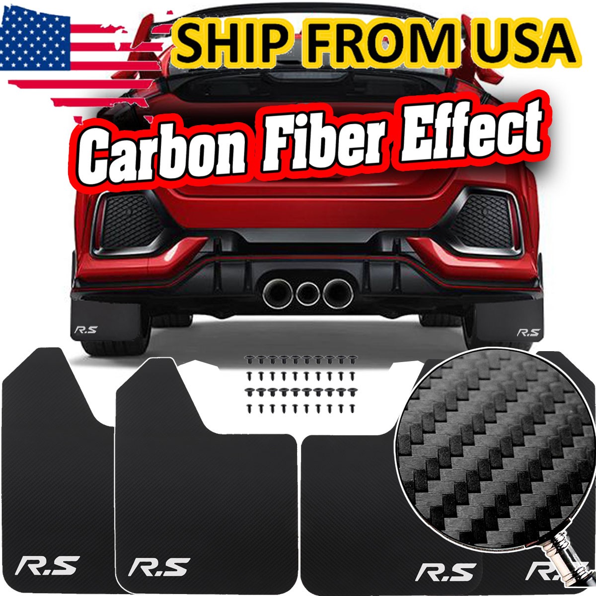 4 Universal Mud Flaps for Car Pickup Van Truck Mudflaps Splash Guards Mudguards