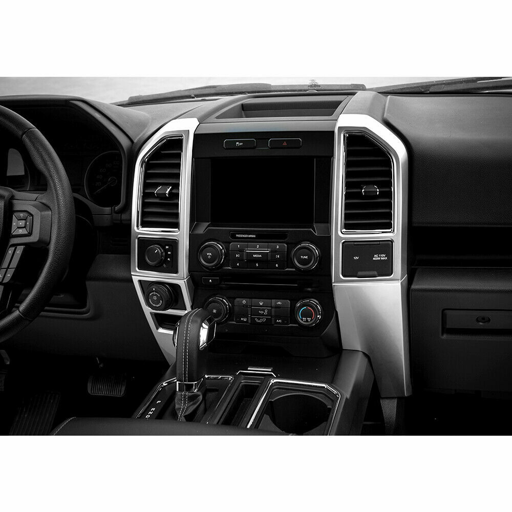 4pcs Dashboard Central Control Panel Cover Trim For Ford F-150 2015-2020 Silver