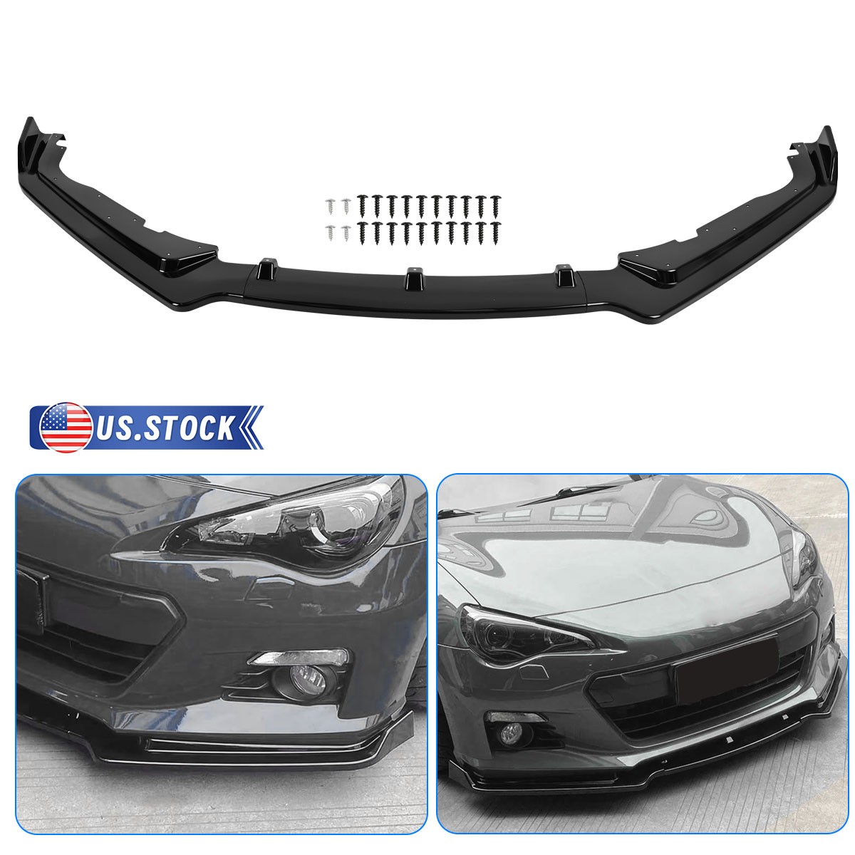 Front Bumper Splitter Lip Spoiler Fit For Subaru BRZ 2013-2016 Glossy Black ABS