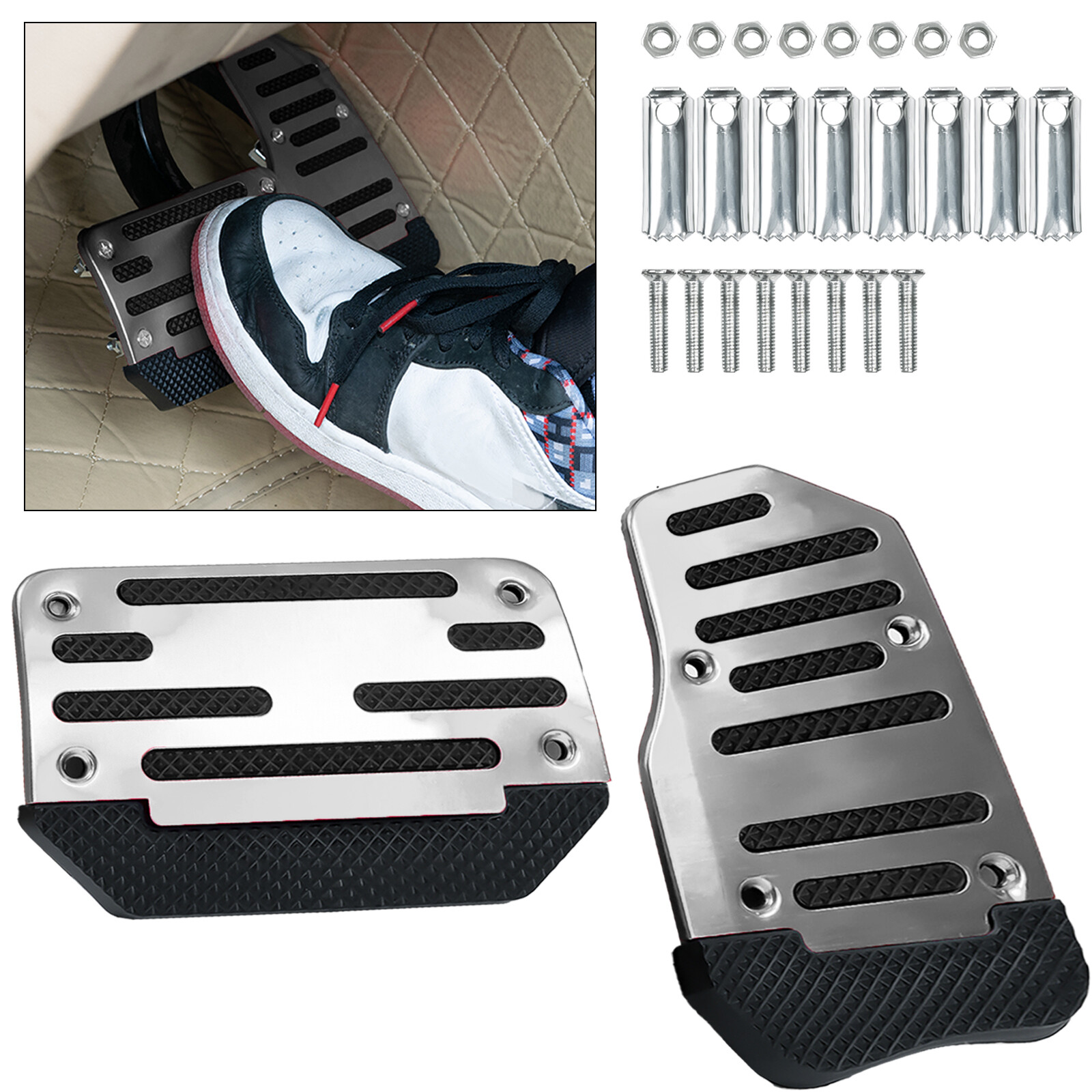 2x Universal Non-Slip Automatic Gas Brake Foot Pedal Pad Cover Kit Accessories
