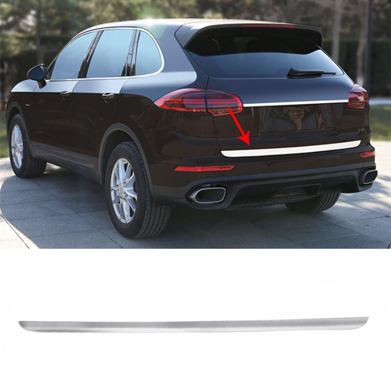 For the Porsche Cayenne 2015-2017 silver steel tailgate lower trim strip