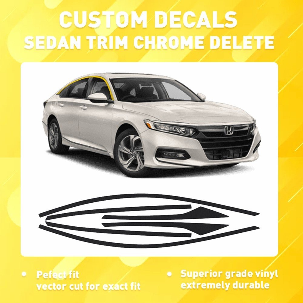 6Pcs Chrome Delete Blackout Window Trims For Honda Accord Sedan 2018-2022 Black