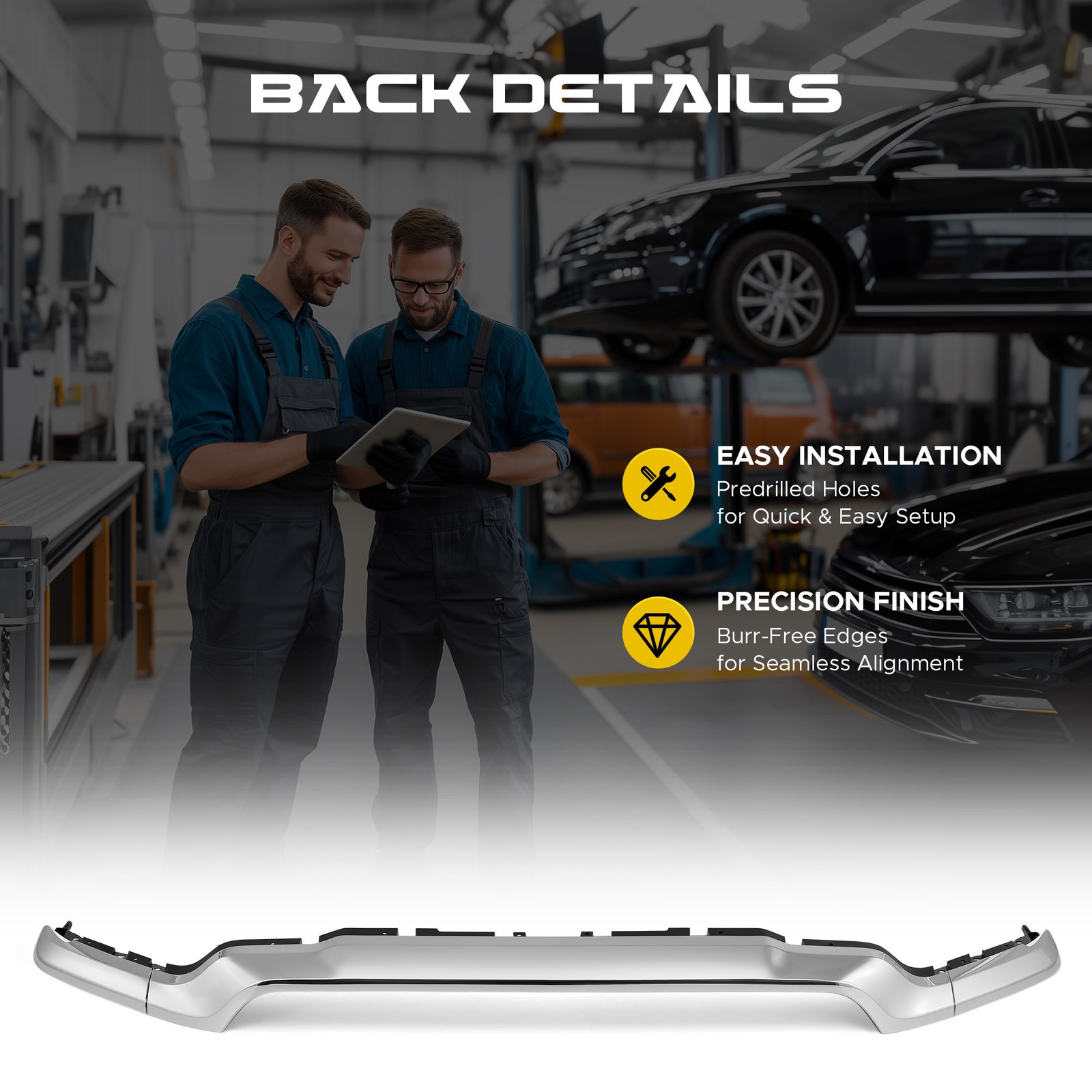 For 2019-2024 Ram 2500 3500 4500 Front Bumper Upper Grille Trim Molding Chrome