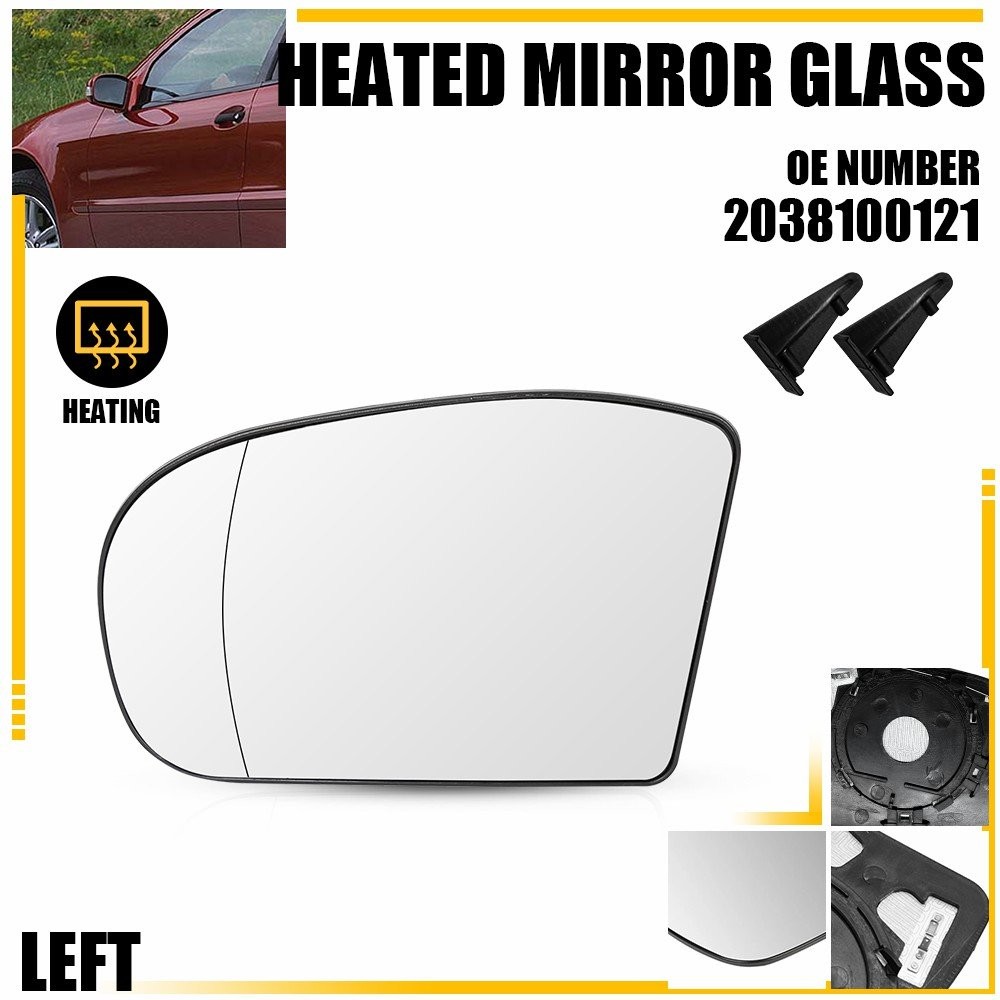 Fits For 01-07 Mercedes E C Class W211 W203 Mirror Glass Heated w/Backing Plate