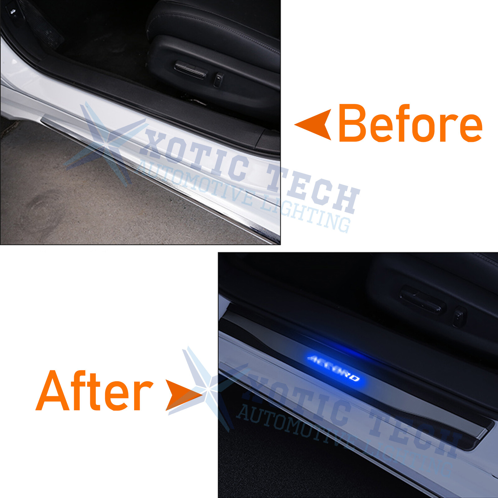 4pcs LED Illuminated Door Sill Scuff Plate Guard For Honda Accord 10th Gen Blue