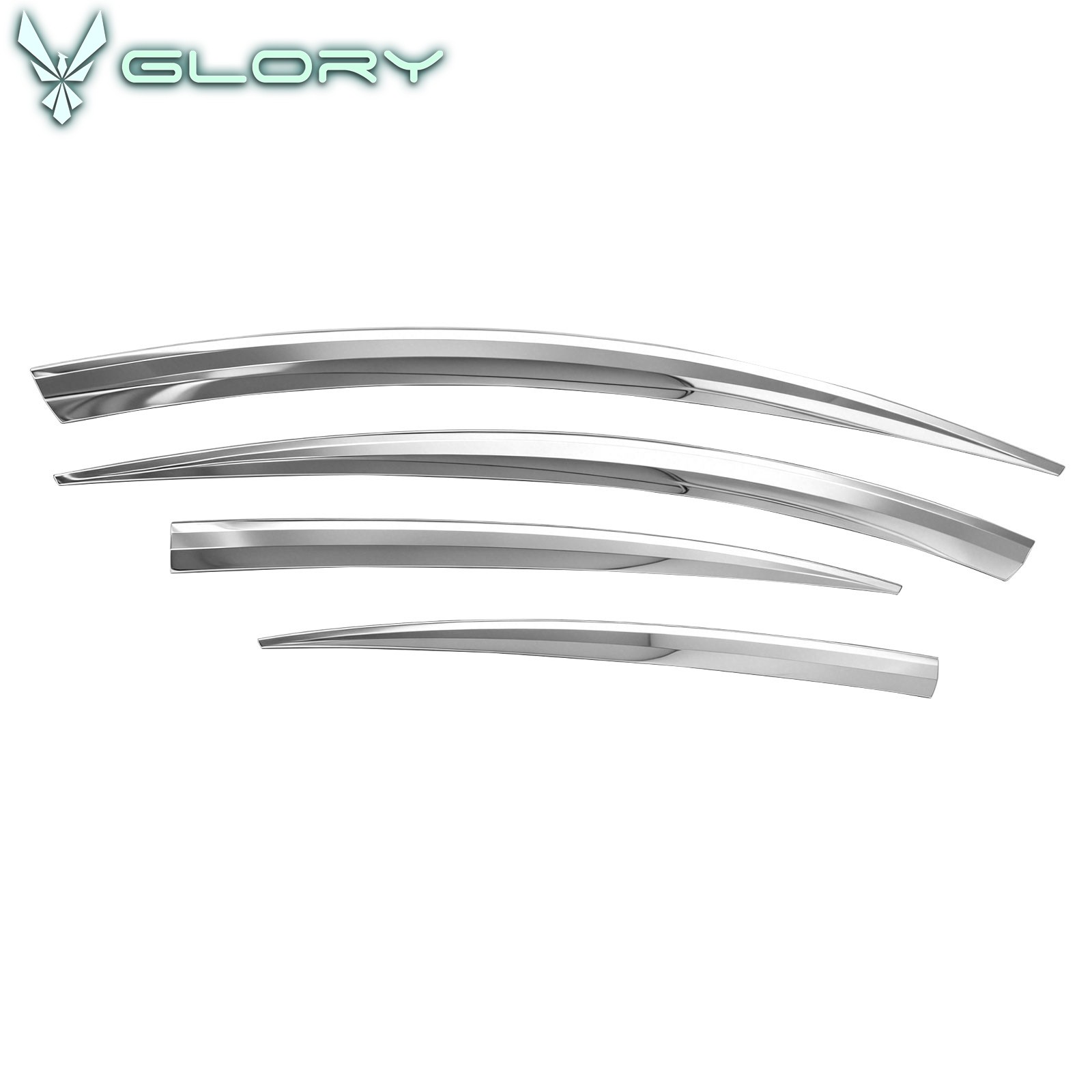 Fits 14-16 Kia Cadenza Window Visor Sun Rain Guard Tape On Chrome ABS 4PCS
