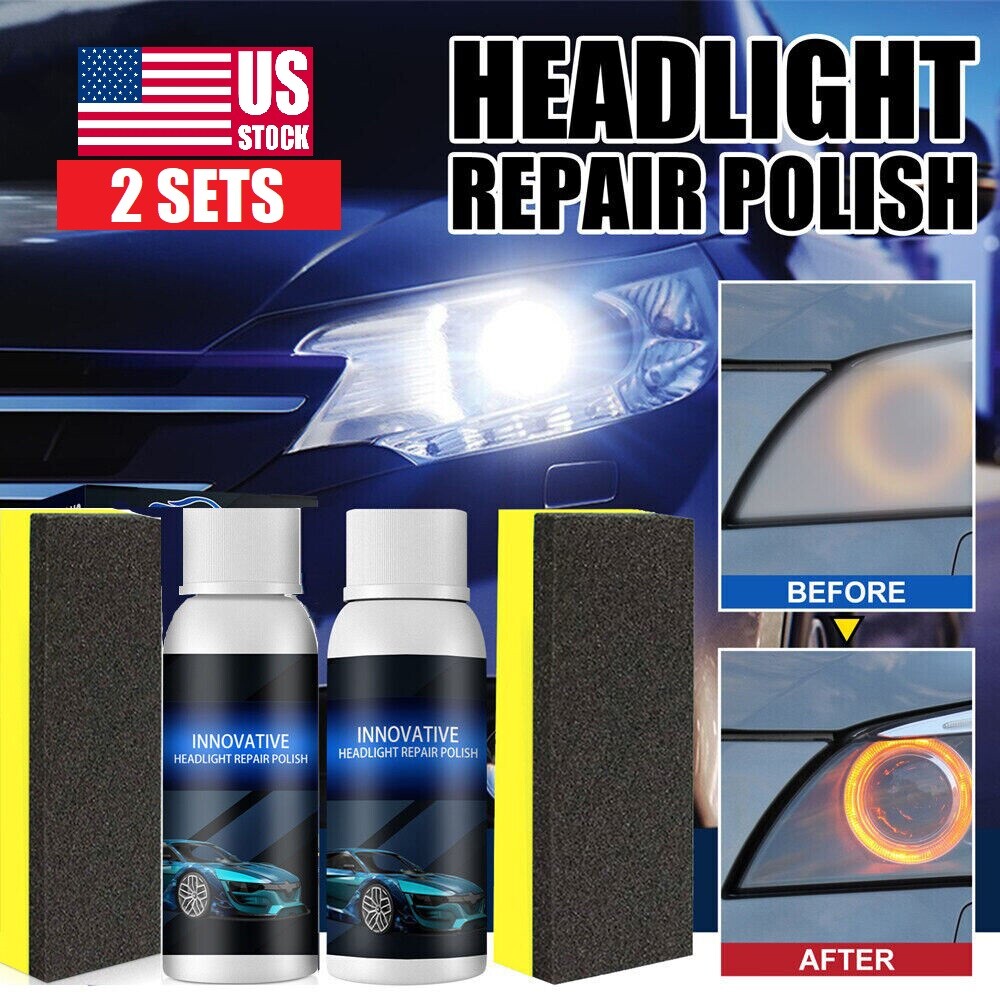 2 × Innovative Headlight Repair Polish Fluid Liquid Kit-Car Lamp Renovation USA