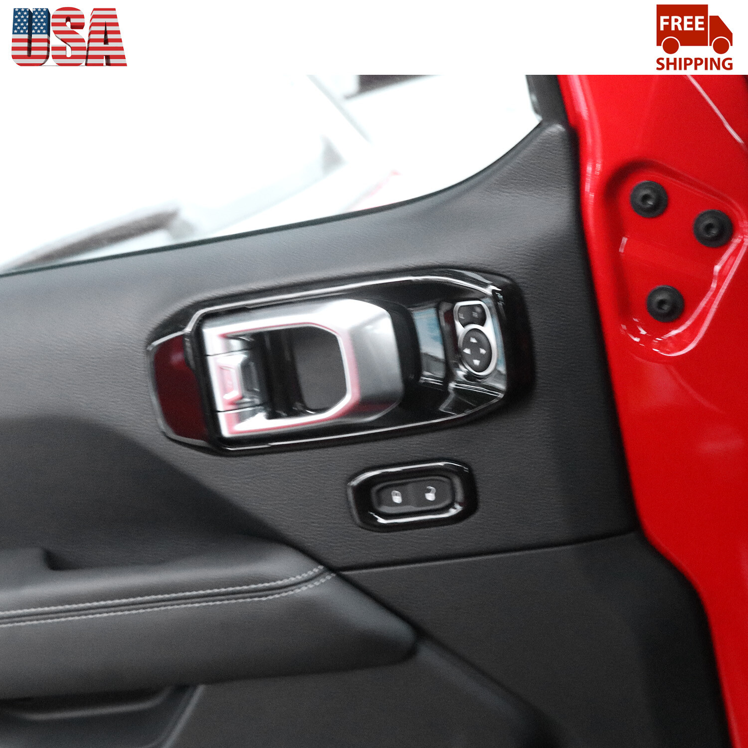 4PCS Black Interior Door Handle Bowl Cover Kit For Jeep Wrangler JL 2018+ 4Door