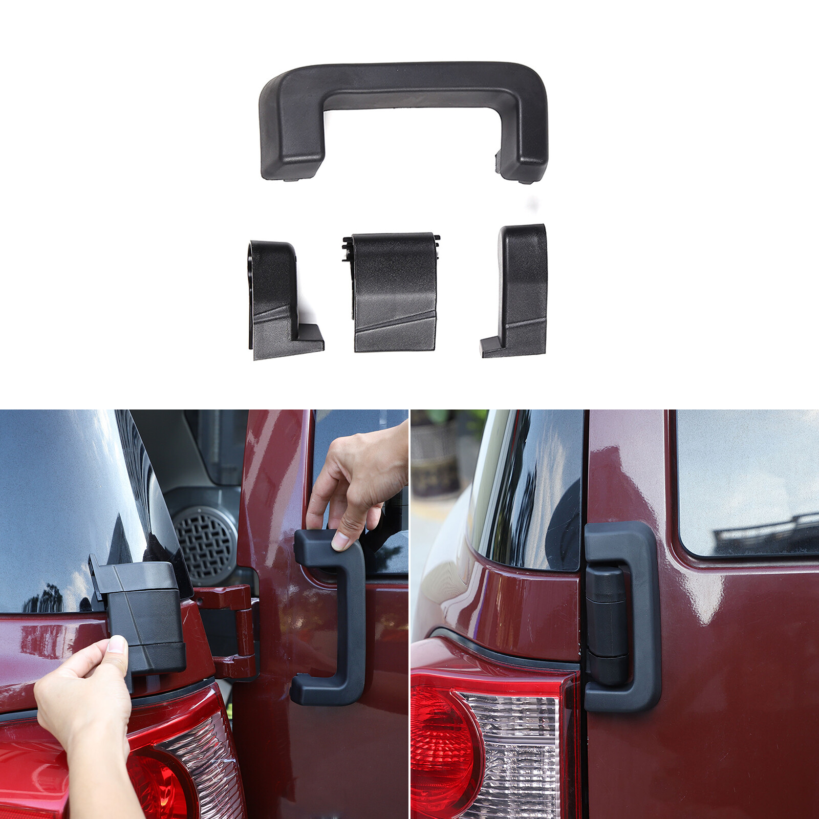 For Toyota FJ Cruiser 2007-2021 Exterior Tailgate Door Hinge Cover Trims Black