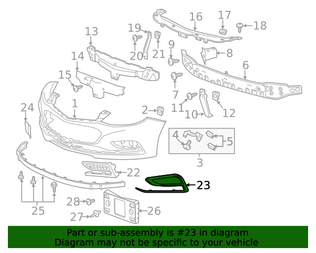 Genuine GM Passenger Side Front Fog Lamp Bezel Insert 23422697