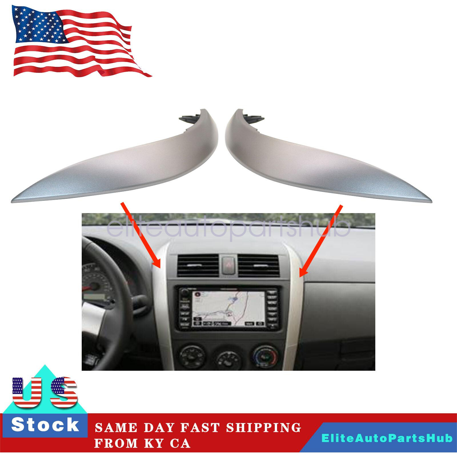 Pair Upper Side Central Dashboard Trim Strip For Toyota Corolla 2009 -2013 New