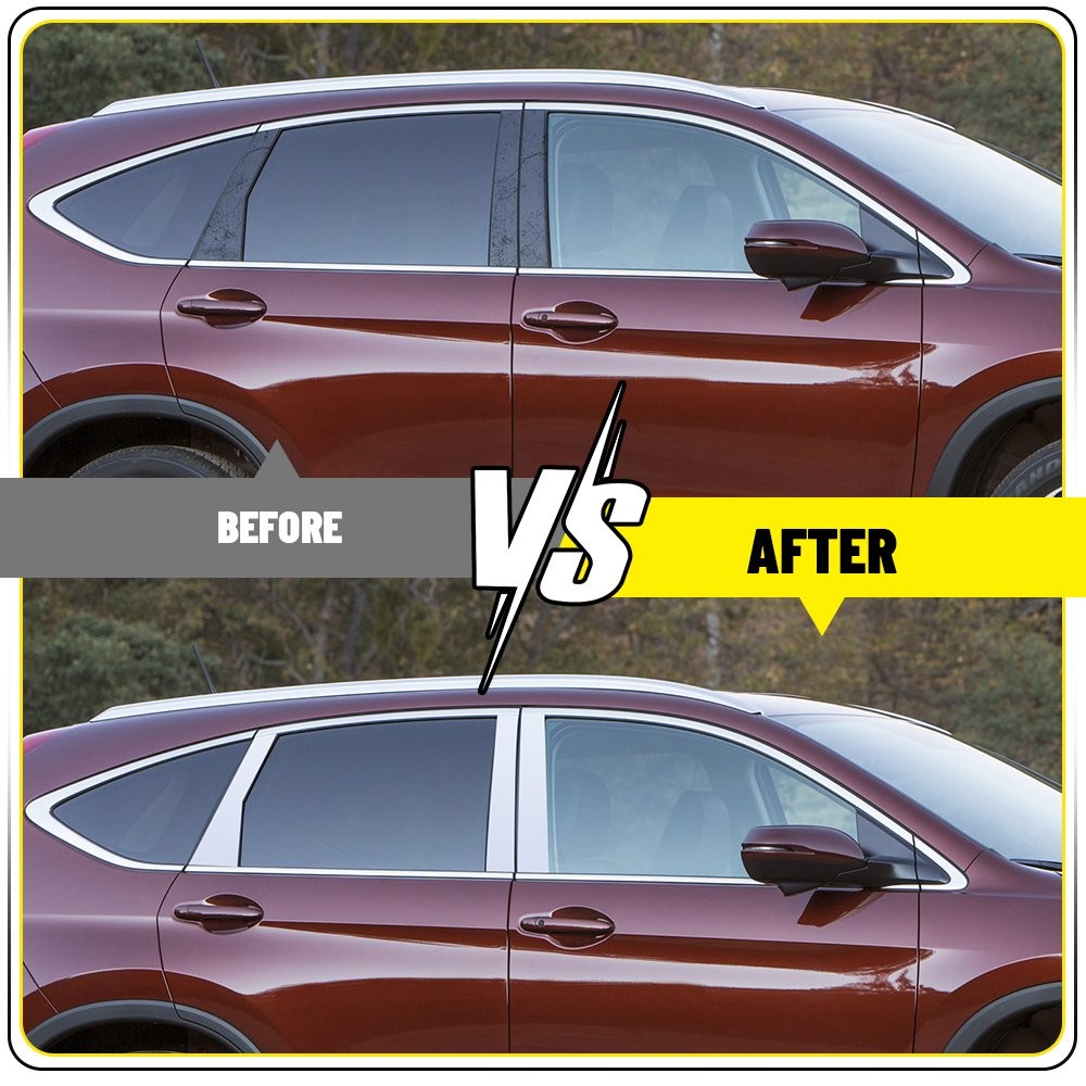 6Pcs Chrome Polycarbonate Window BC Pillar Post Cover Trim For Honda CRV 2012-16