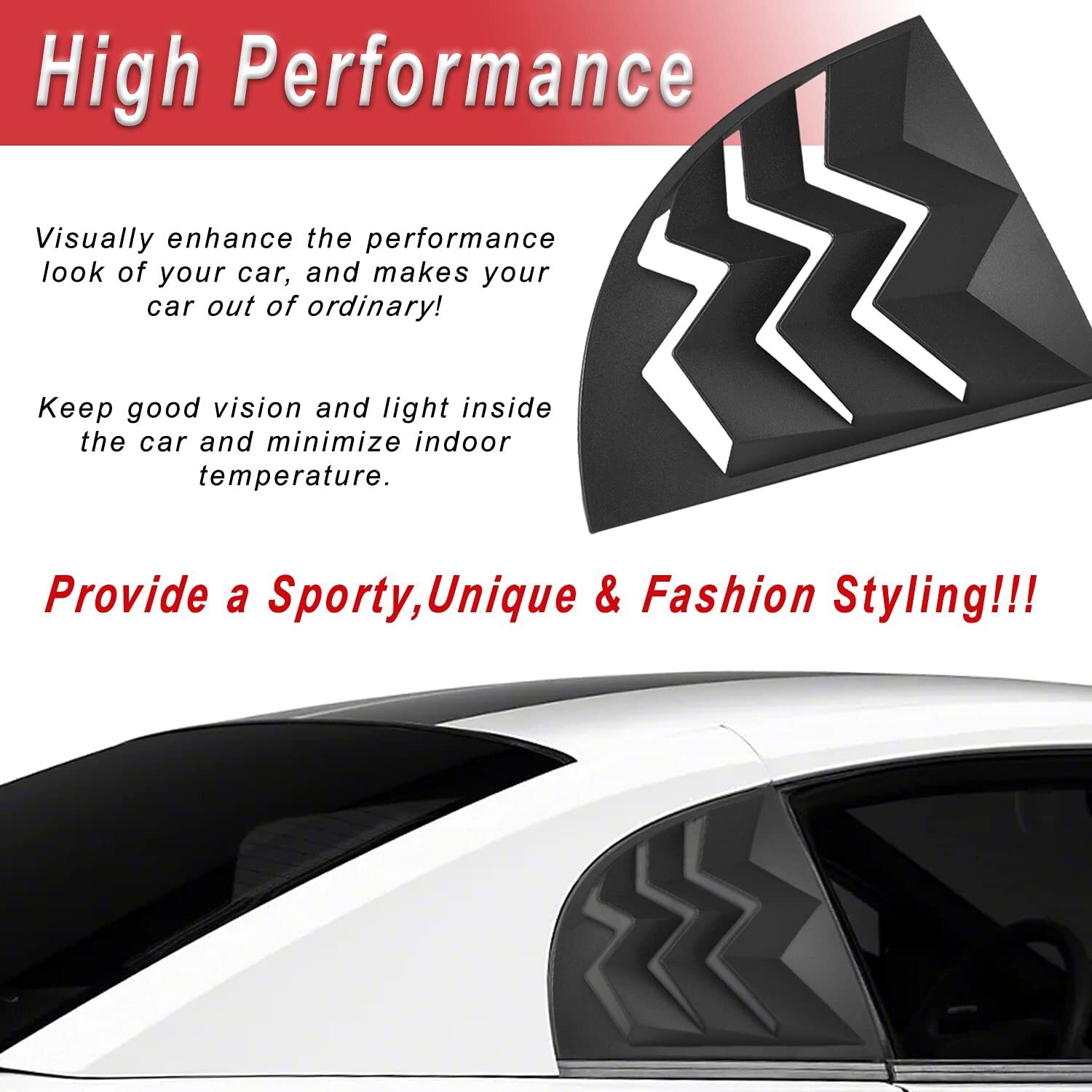 For 1999-2004 Ford Mustang ABS Black Side Window Louvers Scoop Cover Vent 2Pcs