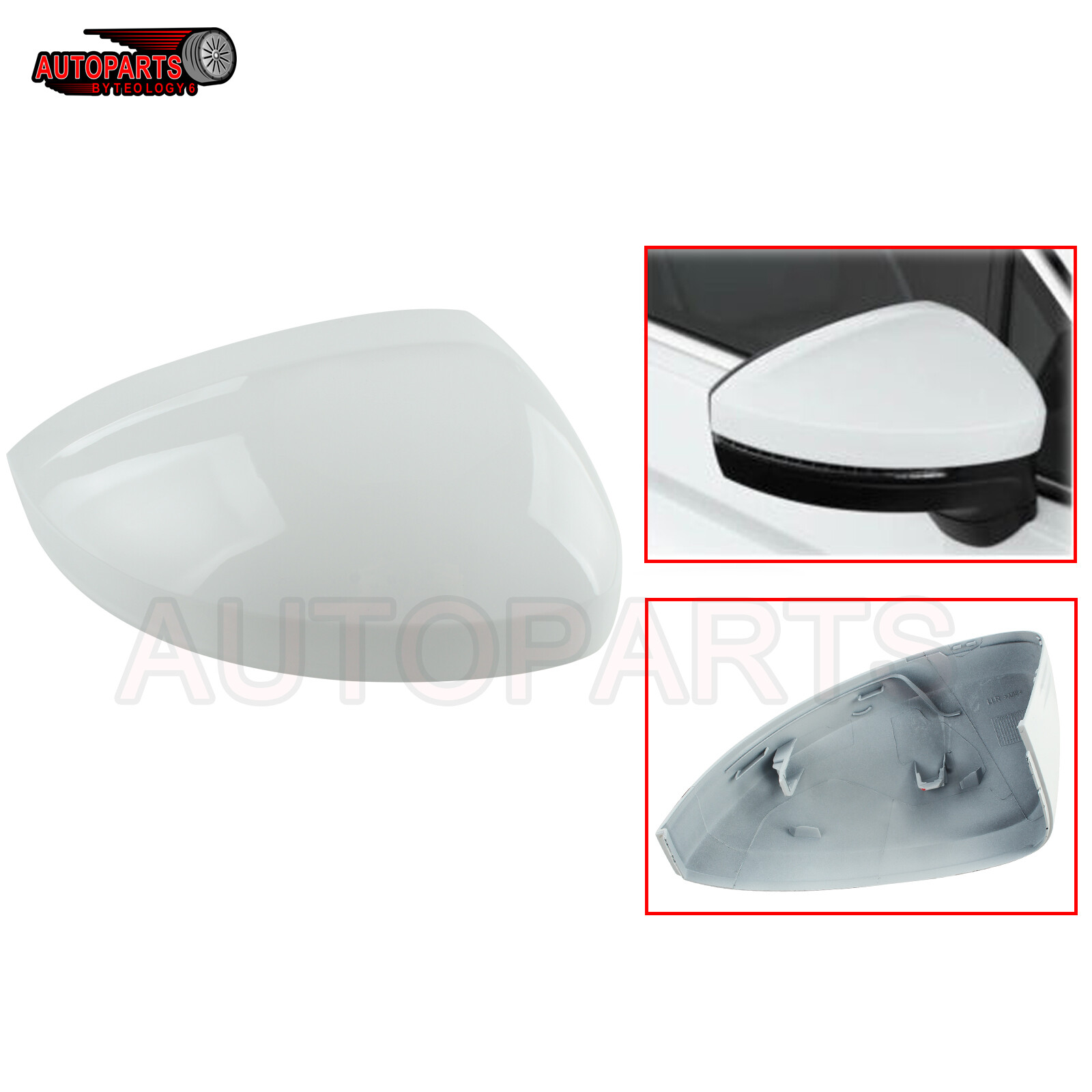 Right RearView Mirror Cover Replace For Volkswagen Tiguan 2018 2019-2022 White