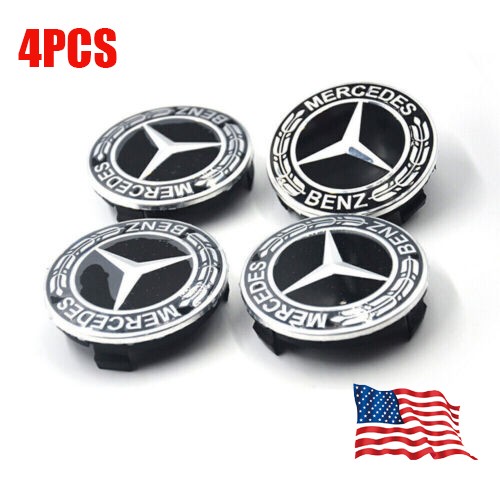 4PCS Wheel Center Caps Emblem Black 75mm Rim Hub Cover Fit For Mercedes CAR