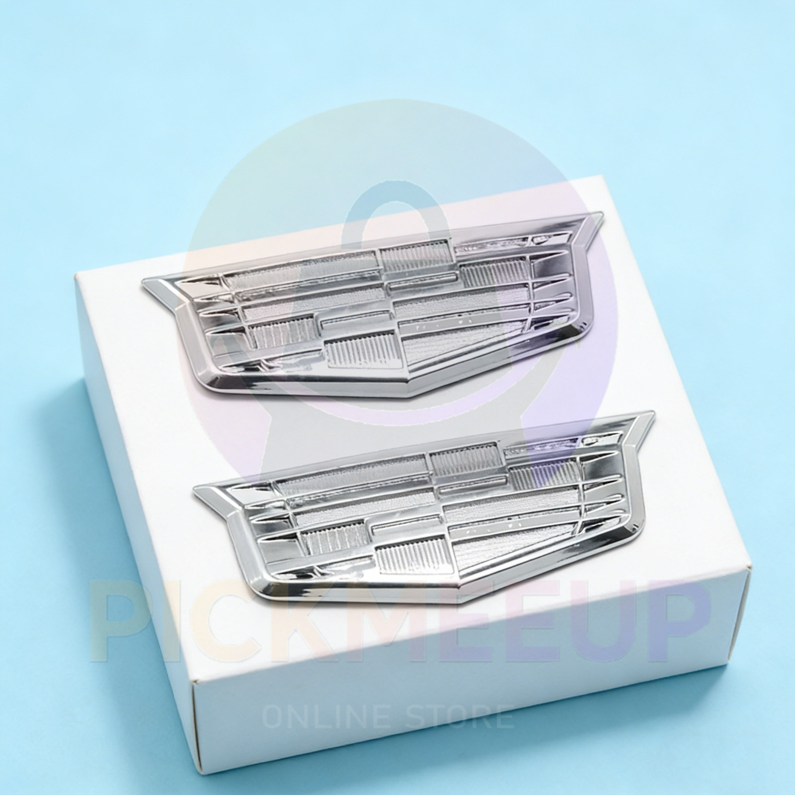 Chrome Color 3.45” For Escalade CTS STS DTS SRX Emblem Badges Fender Stickers