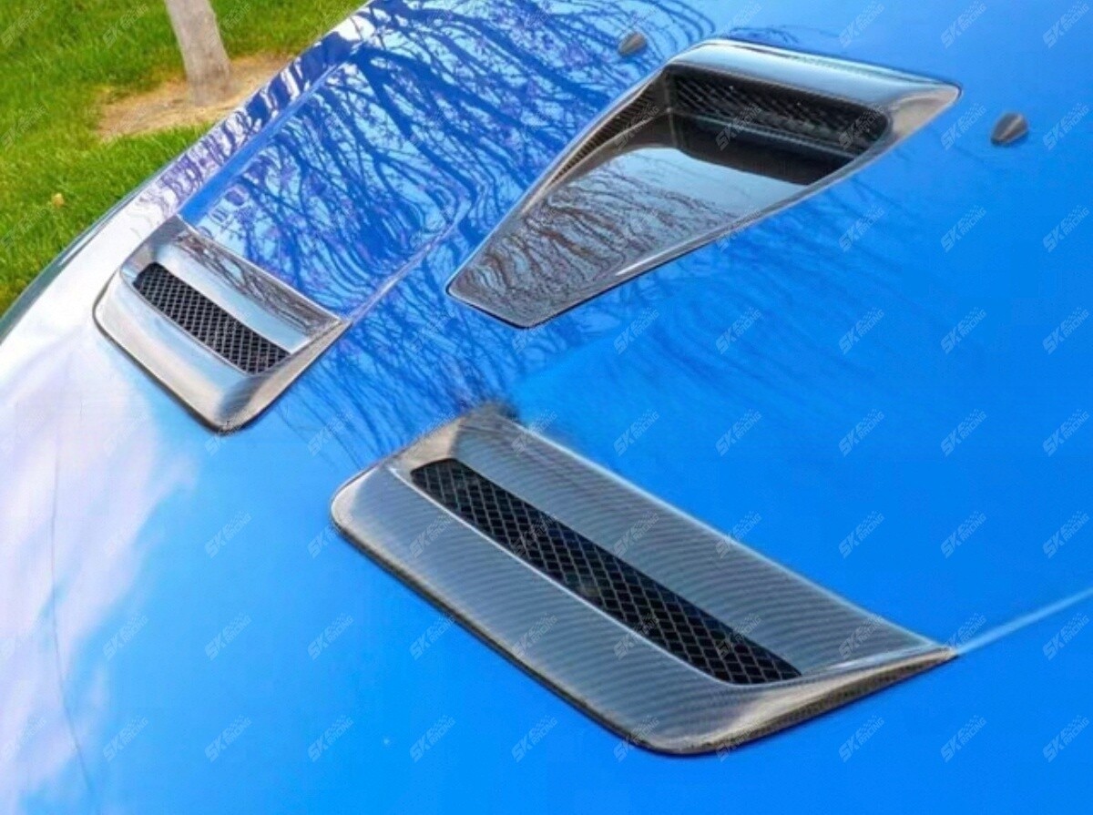 Carbon Fiber/Glossy Black Hood Air Vent Intake Fit 2008-15 Mitsubishi Evolution